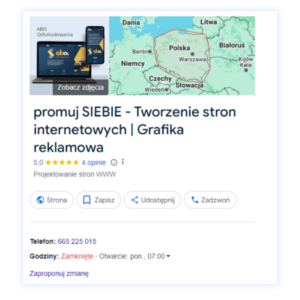 wizytówka Google